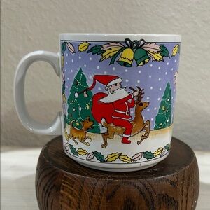 Lego- Vintage Festive Santa and Reindeer Mug- Korea- Angel Carolers